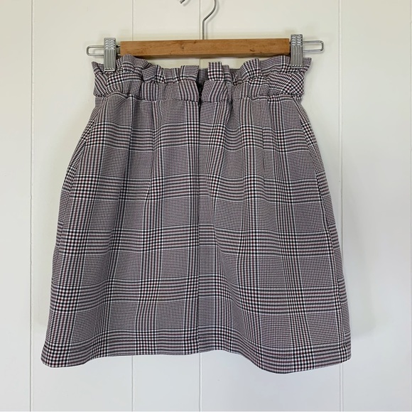 Topshop Black & Burgundy Houndstooth Skirt 4 - Picture 2 of 7